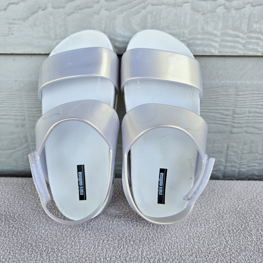 Mini Melissa Cosmic Iridescent Hook & Loop Summer Sandal Toddler SZ 12